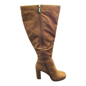 JustFab Brown Heeled Boots with Chunky Heel